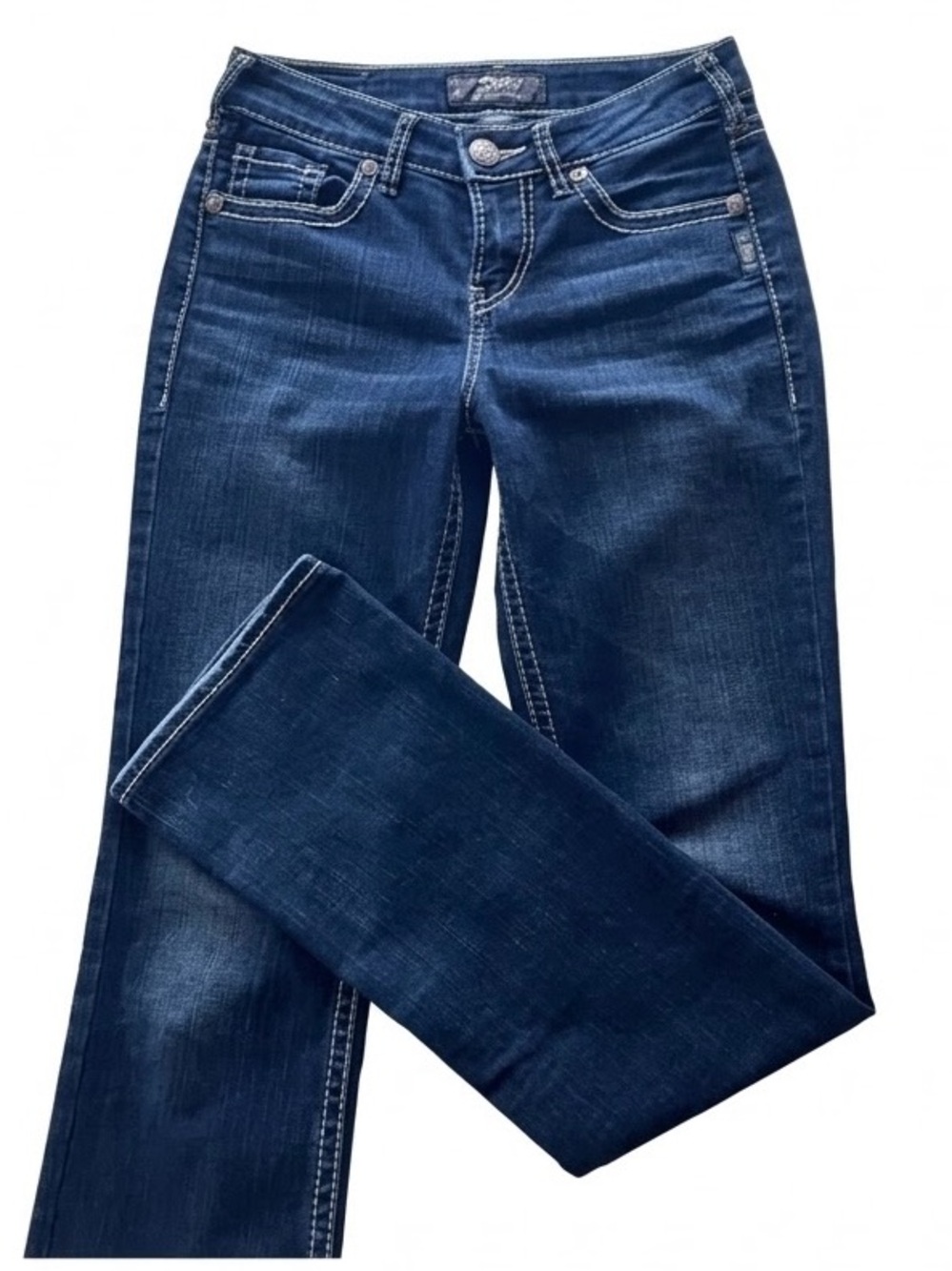 Silver Jeans Suki High Slim Bootcut Dark Wash Jean Curvy Fit Denim Pants W26 L33